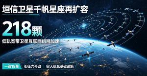 垣信卫星千帆星座完成新一轮组网扩容 在轨卫星总数达 218 颗