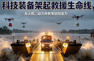 无人机、动力舟桥协同作战 硬核科技装备搭建抢险救援生命线