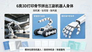 模块化 3D 打印柔性机器人技术突破：6 类通用骨节模块，一键组装三型特种作业机器人