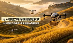 科技赋能古老梯田 无人机护航云南哈尼梯田智慧秋收